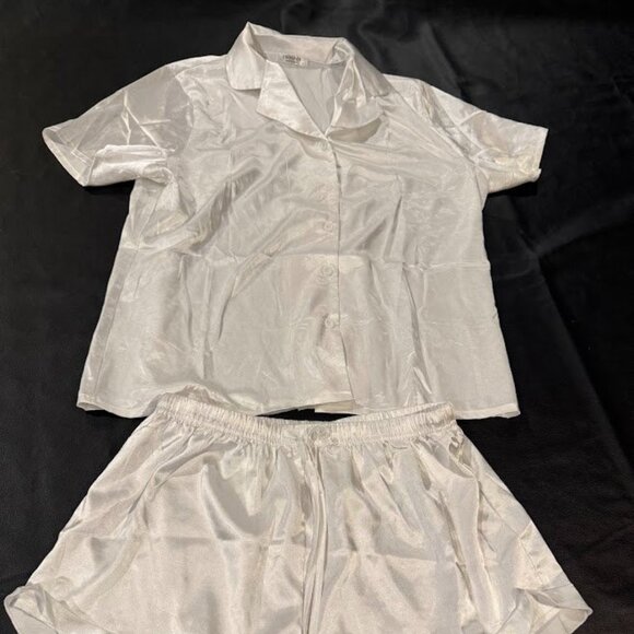 Silky White Pajama Set — Size M - Picture 1 of 2